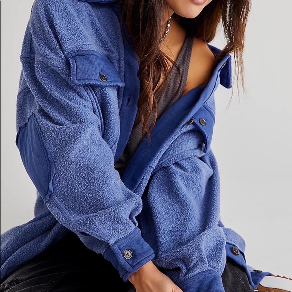 Free People Long Ruby Jacket NWOT Blue - Picture 3 of 3